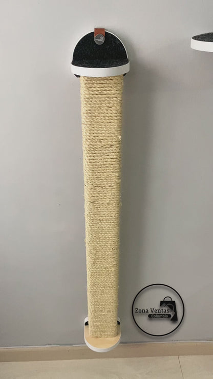 Gimnasio -ÉLITE - BLANCO - 1 Cueva Flotante REDONDA + 1 Rascador Grande 116cm + 2 Repisas 40 cm